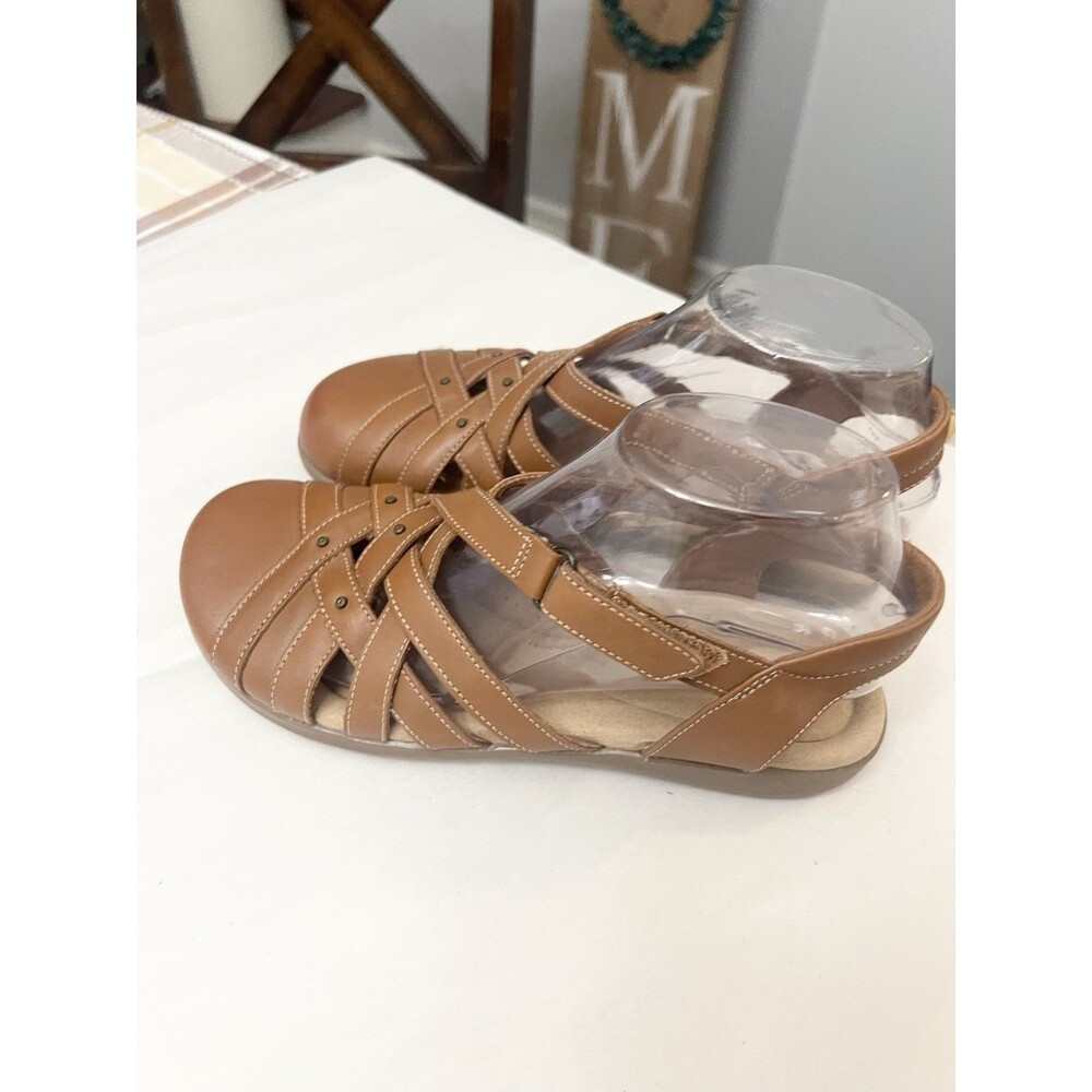 Clarks Elizabelle Sea Brown Size 8 39 Leather Fisherman Sandals Strappy 26177123